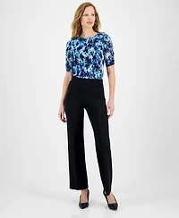 Anne Klein Petite High-Rise Pull-On Knit Trousers