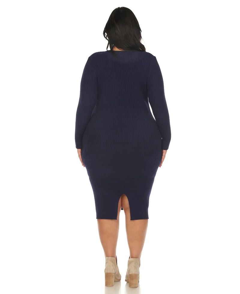 White Mark Plus Rib Midi Sweater Dress