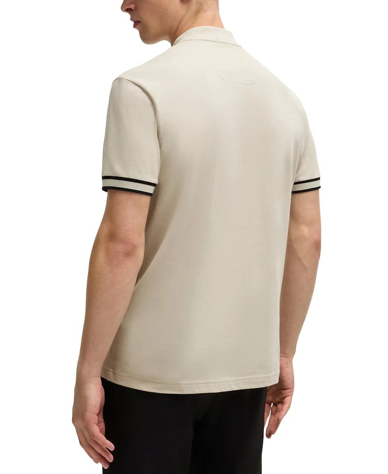 Boss by Hugo Men's Cotton-Pique Zip-Neck Polo