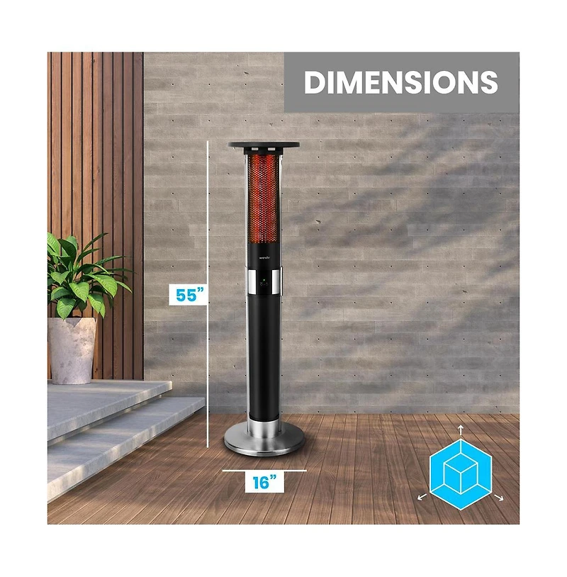 SereneLife 1500W Electric Patio Heater with Remote Control and Disco Light
