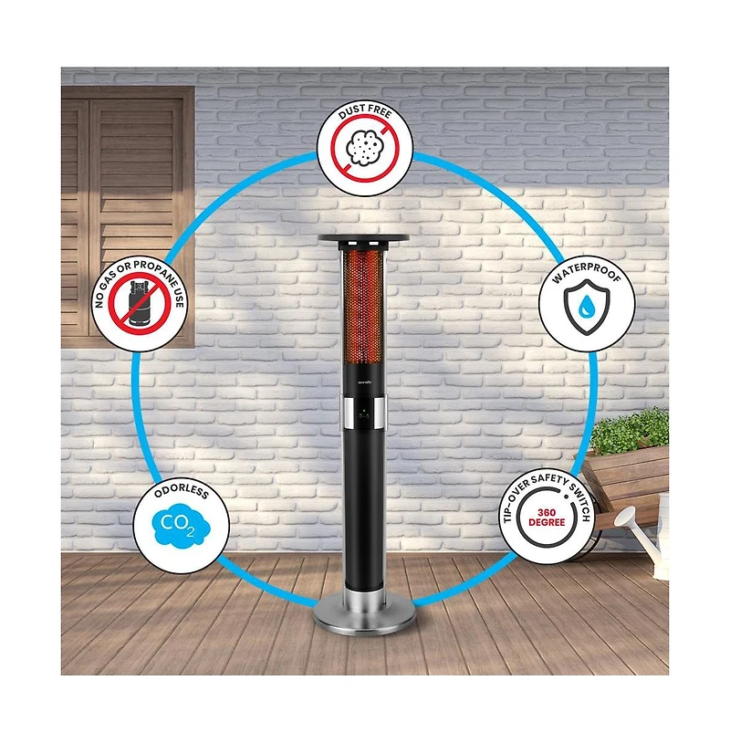 SereneLife 1500W Electric Patio Heater with Remote Control and Disco Light