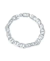 Bling Jewelry Thick Heavy Solid Sterling Silver 9MM Marine Anchor Mariner Chain Link Bracelet Inch
