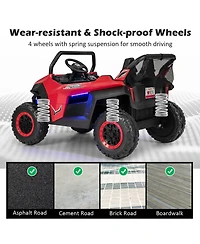 12V 2-Seater Kids Ride On Utv Rc Electric Vehicle Suspension w/ Lights & Music
