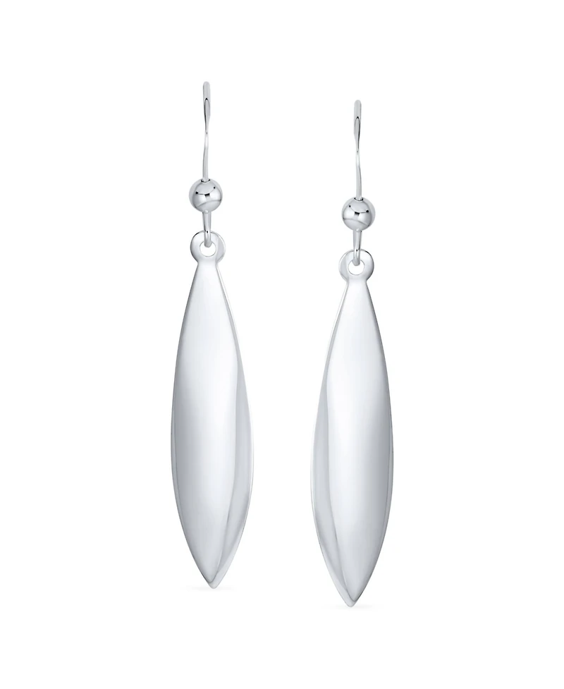 Bling Jewelry Simple Lightweight Geometric Rhombus Leaf Dangle Earrings Sterling Silver Jewelry