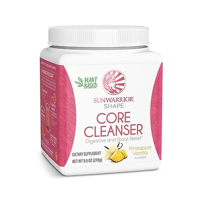 Shape Core Cleanser, Plant-Based Prebiotic Fiber Blend Powder, Digestive & Bloat Relief, Pineapple Vanilla, Sunwarrior, 270g