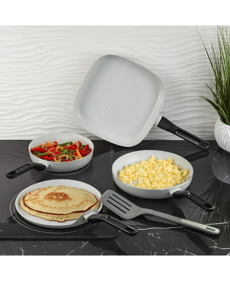 BergHOFF Leo Glints 5Pc Ceramic Nonstick Cookware Set, Spirit, Recycled