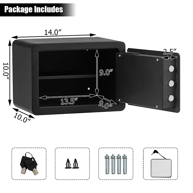 Fingerprint Safe Box Security Box w/Inner Led Light Store Cash Jewelry Guns