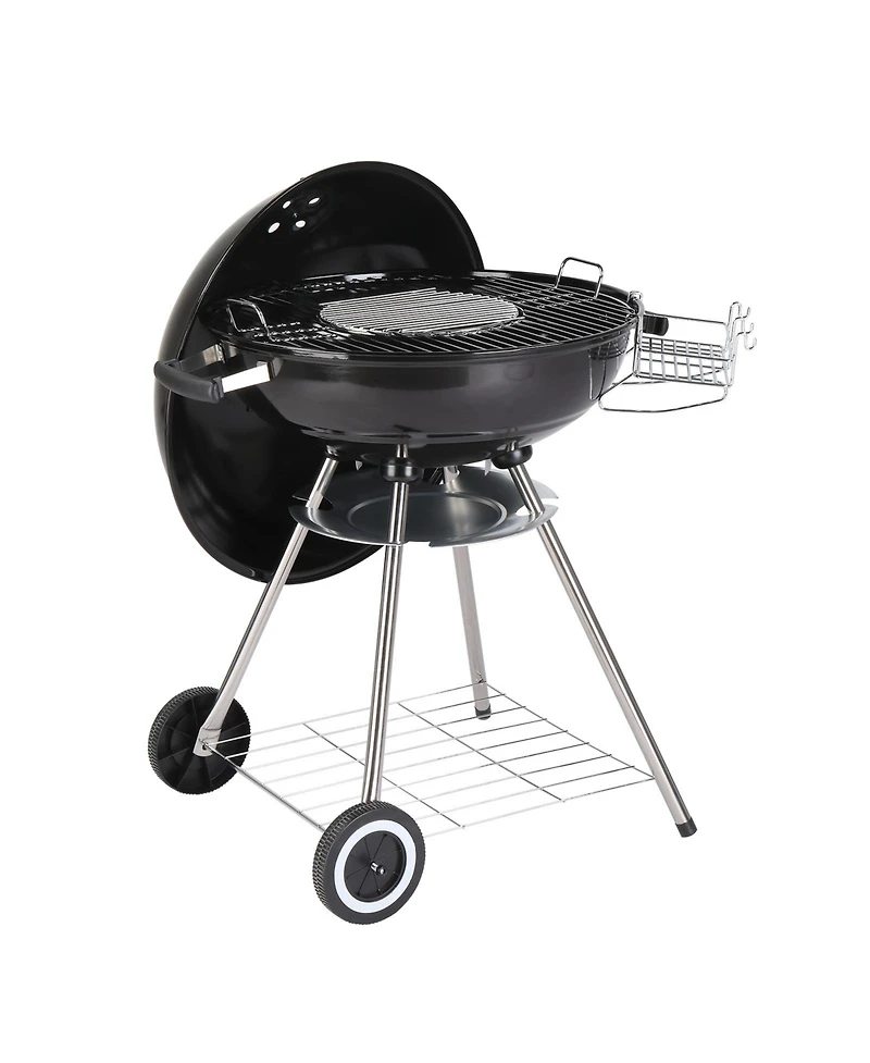 Slickblue Portable Charcoal Grill with Wheels and Storage Holder