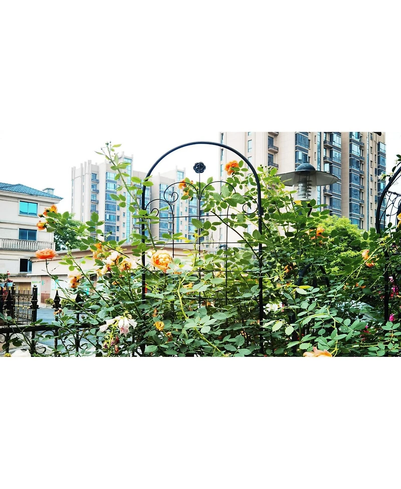 Slickblue 4-Pack Metal Garden Trellis for Climbing Plants – 86.7'' x 19.7'', Rustproof Black Plant Support, Rose Trellis Netting