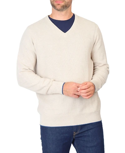 Tailorbyrd Men's Textured Waffle V-Neck Sweater