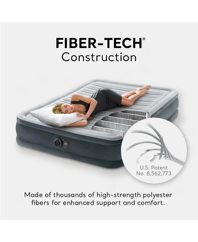 Intex Comfort Deluxe Dura-Beam Plush Air Mattress Bed with Built-In Pump, Full