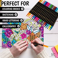 Zulay Kitchen 36 Colored Dual Tip Brush Pens - Fine & Brush Tip Dual Brush Markers