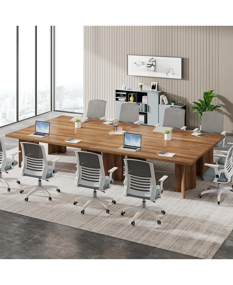 Tribesigns 5.5FT Conference Table, 63-inch Rectangle Meeting Seminar Table, Large Wooden Business Tables for 4-6 People, Heavy Duty Pedestal