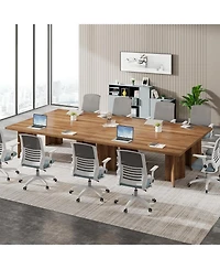 Tribesigns 5.5FT Conference Table, 63-inch Rectangle Meeting Seminar Table, Large Wooden Business Tables for 4-6 People, Heavy Duty Pedestal