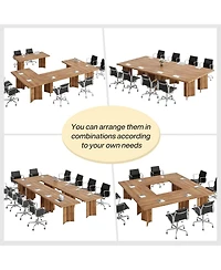 Tribesigns 5.5FT Conference Table, 63-inch Rectangle Meeting Seminar Table, Large Wooden Business Tables for 4-6 People, Heavy Duty Pedestal