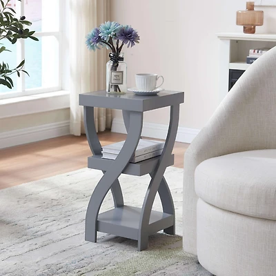 Kings Brand Furniture 3 Tier End Table - Square for Bedroom with Shelves Bedside Nightstand
