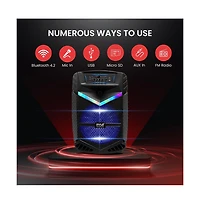 Pyle 15" Bluetooth Portable Pa Speaker With Rechargeable Battery, Party Lights & Microphone, 1200 Watt