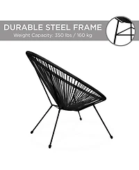 Best Choice Products 3-Piece All-Weather Patio Acapulco Bistro Furniture Set w/ Rope, Glass Top Table