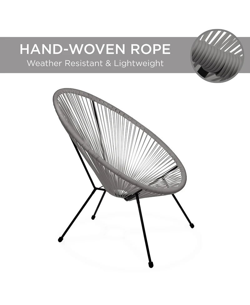 Best Choice Products 3-Piece All-Weather Patio Acapulco Bistro Furniture Set w/ Rope, Glass Top Table