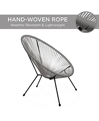 Best Choice Products 3-Piece All-Weather Patio Acapulco Bistro Furniture Set w/ Rope, Glass Top Table