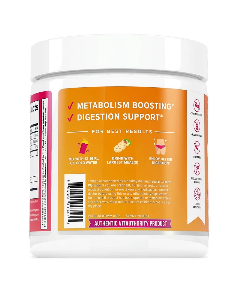 Detox Nourish Powder, Metabolism Support & Anti-Bloat Digestive Aid, Watermelon, Vitauthority, 310gm