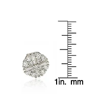 Suzy Levian Sterling Silver White Cubic Zirconia Fancy Cluster Stud Earrings