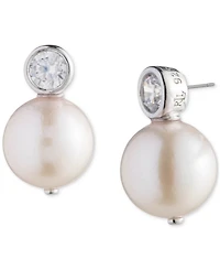 Lauren Ralph Lauren Sterling Silver Cubic Zirconia & Freshwater Pearl Stud Earrings