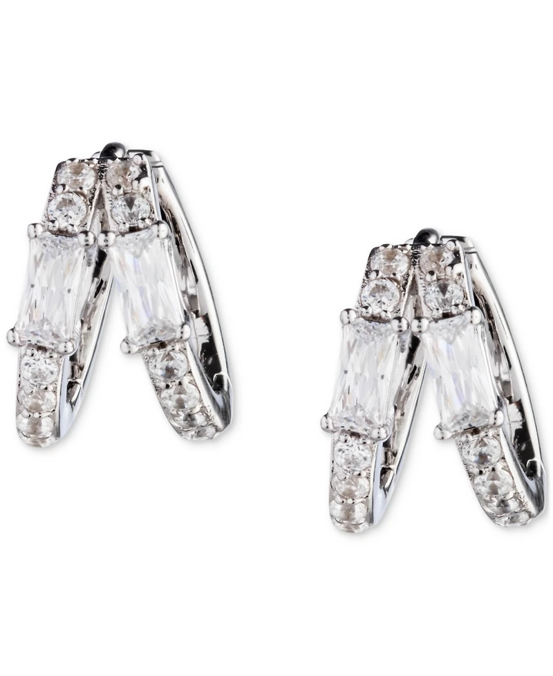 Lauren Ralph Lauren Sterling Silver Small Mixed-Cut Cubic Zirconia Split-Hoop Earrings, 0.55"