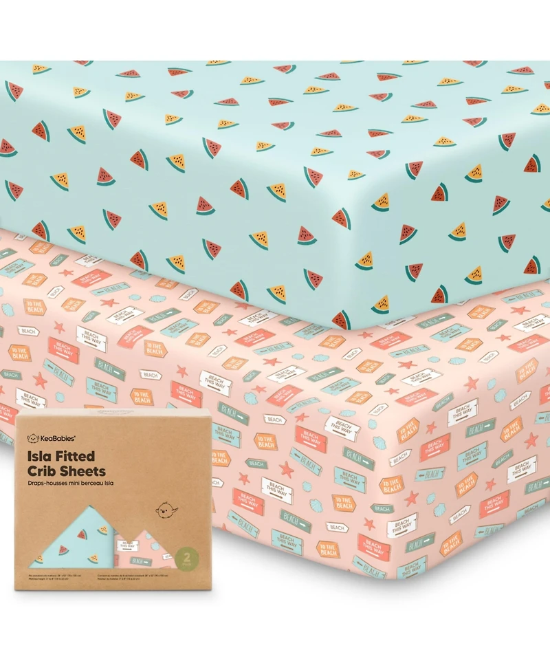 KeaBabies 2pk Fitted Crib Sheets for Boys, Girls, Baby Sheet, Standard Nursery Sheet Cover