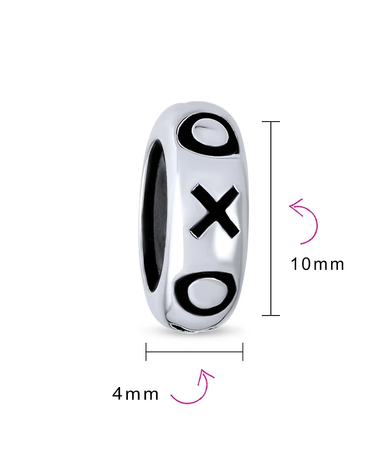 Bling Jewelry Xo Hugs Kisses Stopper Bead Charm Black Rubber Center Sterling Silver