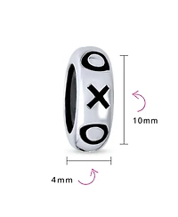 Bling Jewelry Xo Hugs Kisses Stopper Bead Charm Black Rubber Center Sterling Silver