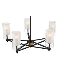 Possini Euro Design Nyack 25" Modern Pendant Chandelier Ceiling Light Fixture Dining Room Over Table Open Frame 5-Light Black Gold Finish