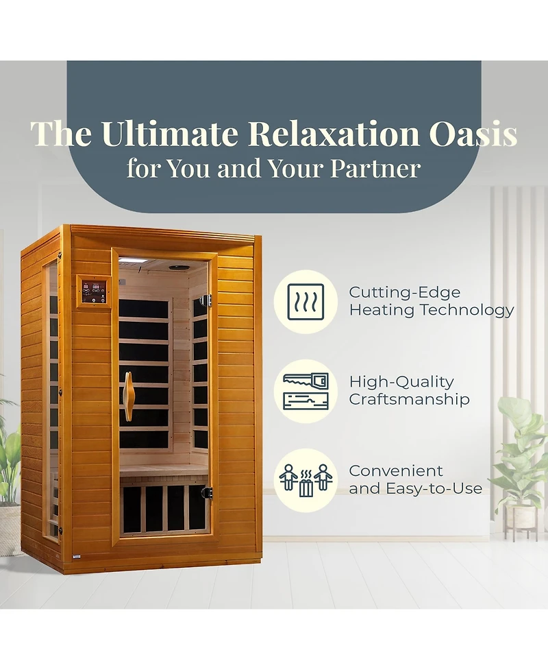 Dynamic Andora 2 Person Low Emf 6 Heating Panel Infrared Therapy Sauna with Bluetooth