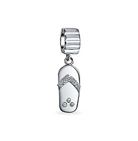 Bling Jewelry Tropical Vacation Flip Flop Sandal Charm Bead .925 Sterling Silver