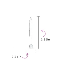 Bling Jewelry Minimalist Geometric Long Round Circle Chain Threader Earrings Stabilizing U Hook .925 Sterling Silver