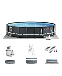 Intex Ultra Frame 26 Foot x 52 Inch Round Above Ground Outdoor Swimming Pool Set