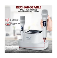 Pyle Uhf Wireless Microphone System, 2 Usb Rechargeable Handheld Mics, Fixed Frequency