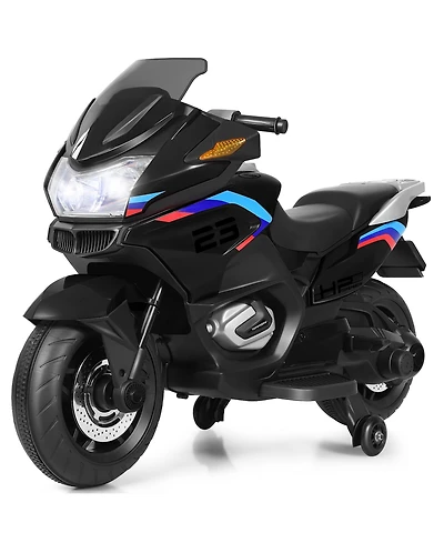 12V Kids Ride On Motorcycle Electric Motor Bike w/ Training Wheels & Light