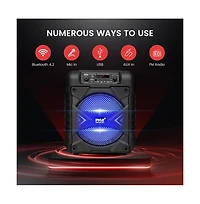Pyle 8” Bluetooth Portable Pa Speaker With Rechargeable Battery & Party Lights, 300 Watt