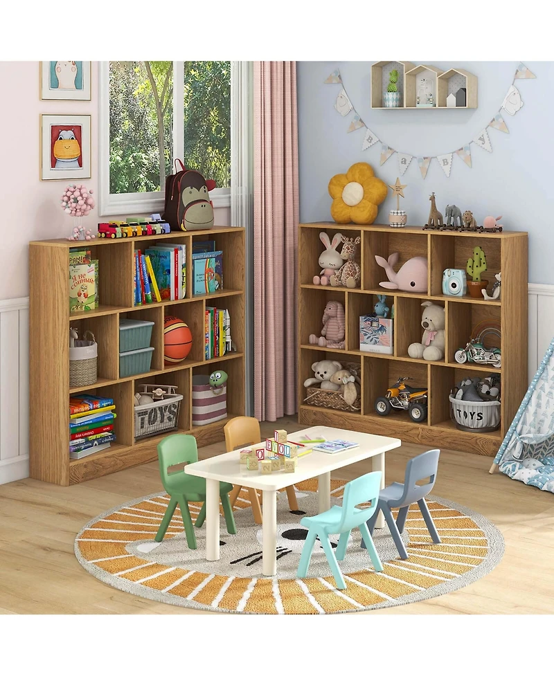 10-Cube Bookcase for Kids 41"Wooden Toy Storage Organizer Kid s Room