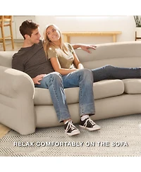 Intex Inflatable Corner Living Room Air Mattress Sectional Sofa Couch, Beige