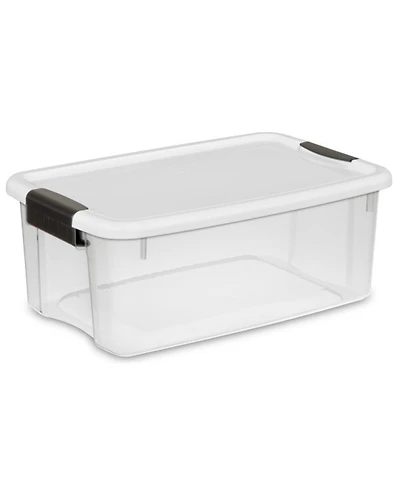 Sterilite 18 Qt Clear Plastic Stackable Storage Bin w/ White Latch Lid, 24 Pack