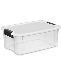 Sterilite 18 Qt Clear Plastic Stackable Storage Bin w/ White Latch Lid, 24 Pack