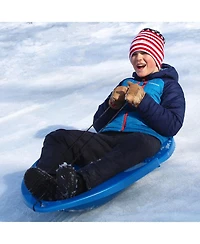 Flexible Flyer Spitfire Sled 1 Person Toboggan with Tow Rope & Seat Pad, Blue