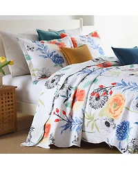 MarCielo 3 Pcs Printed Floral Lightweight Quilt Bedspread Set Queen
