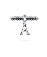 Bling Jewelry Dangle Block Letter A-z Alphabet Initial Charm Bead Solid .925 Sterling Silver Fits European Bracelet