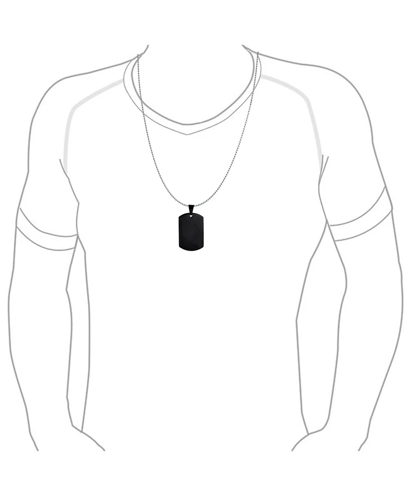 Bling Jewelry X-Large Plain Id Military Army Dog Tag Pendant Necklace Stainless Steel 24 Inch Ball Chain