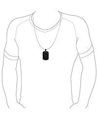 Bling Jewelry X-Large Plain Id Military Army Dog Tag Pendant Necklace Stainless Steel 24 Inch Ball Chain