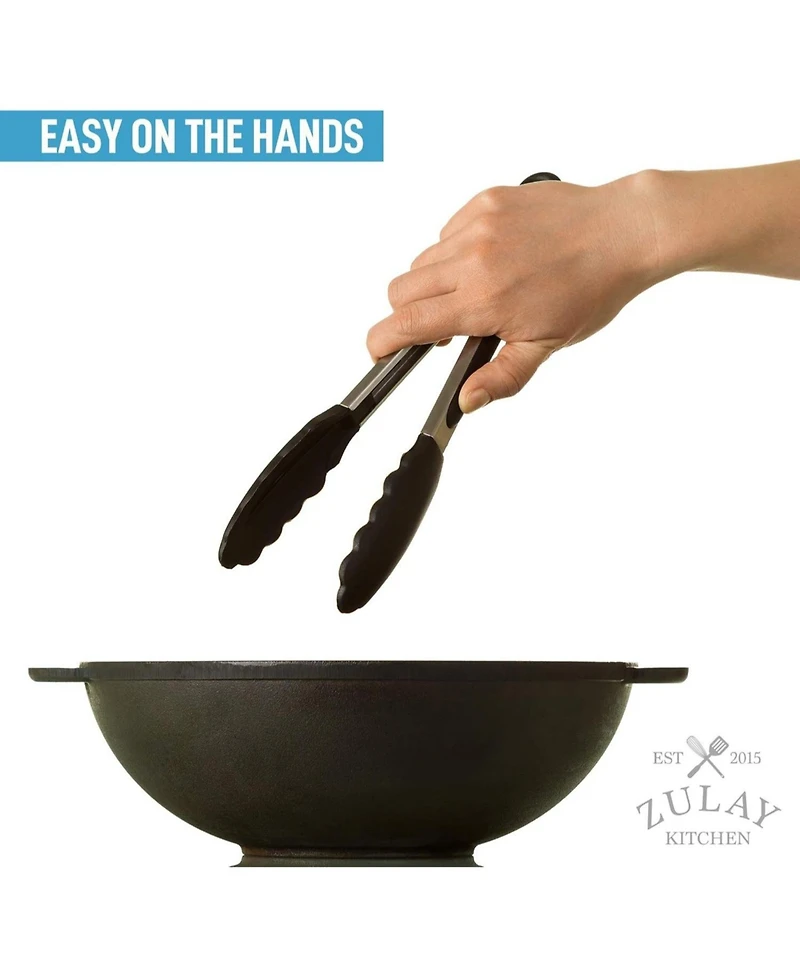 Zulay Kitchen Premium Set of Stainless Steel Tongs 2-Pc.