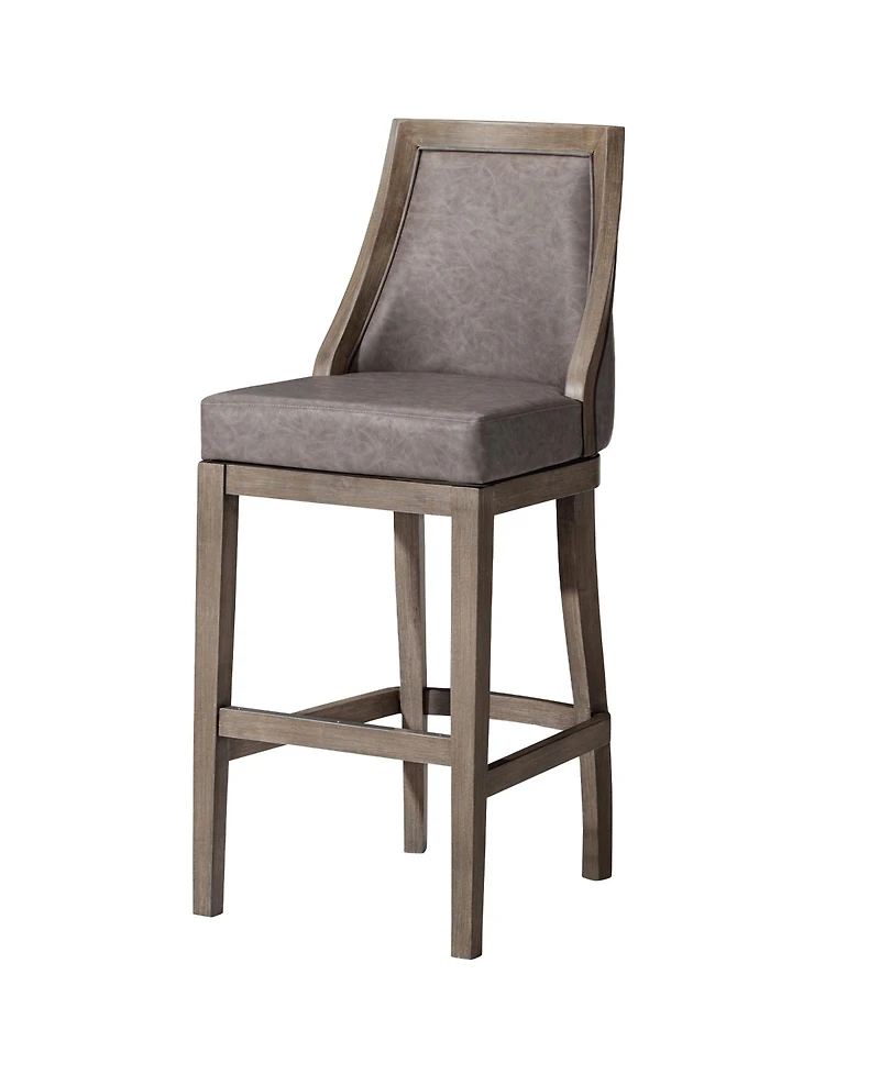 Maven Lane Vienna Bar Stool in Reclaimed Oak Finish w/ Ronan Stone Leather